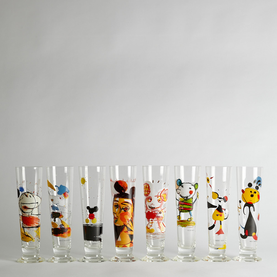 Vintage - SÅLD Ölglas "Musen" Lasse Åberg 8 st