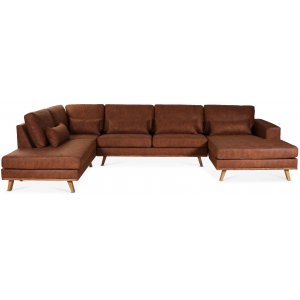 Ranger U-soffa med öppet avslut vänster - Cognac