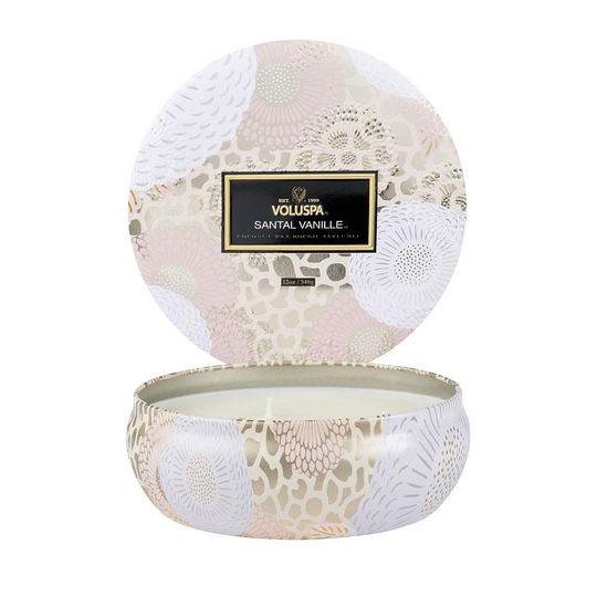 Voluspa 3-Wick Candle Decorative Tin Santal Vanille 340g