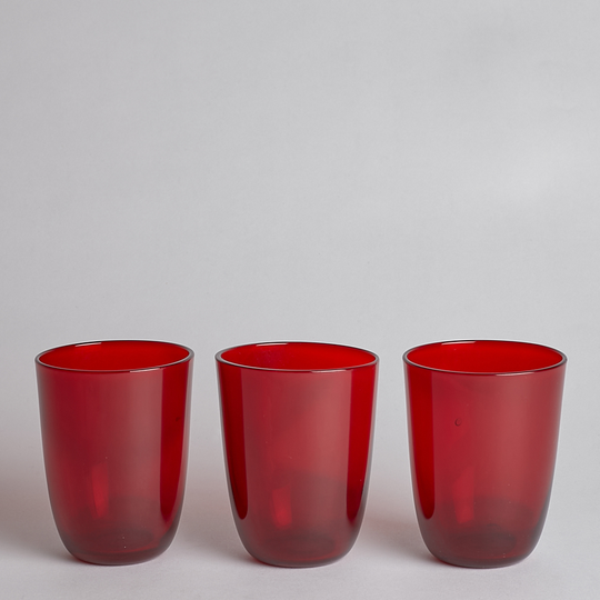 Reijmyre Glasbruk - SÅLD Rubinröda Dricksglas 3 st