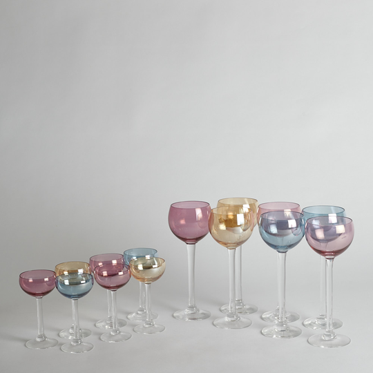 Vintage - SÅLD Flerfärgade Glas 14 st