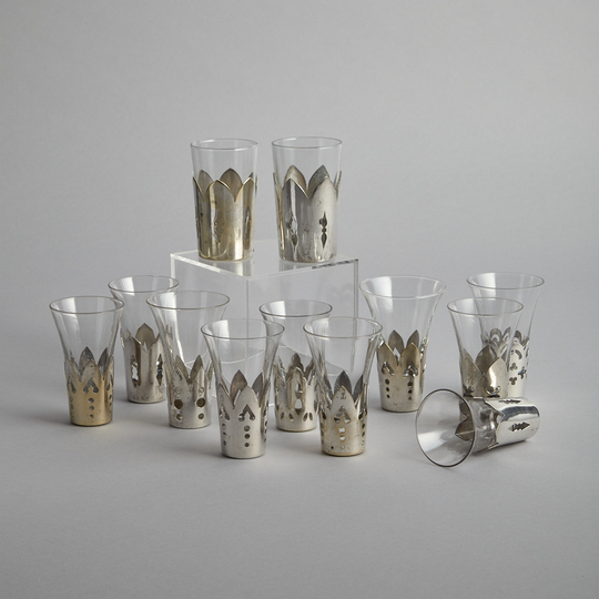 Vintage - Antika Glas med Silverhölje 10 st