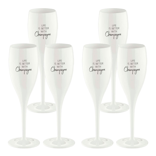 Koziol - Cheers Champagneglas med text 6-pack Life is better with champagne