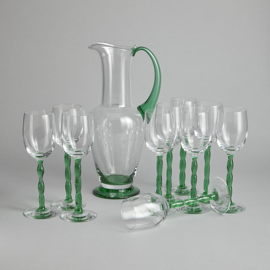 Orrefors - SÅLD Glasservis "Nobel" Karaff och 10 st glas