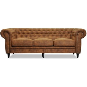 Ashford 3-sits chesterfield - Cognac ecoläder