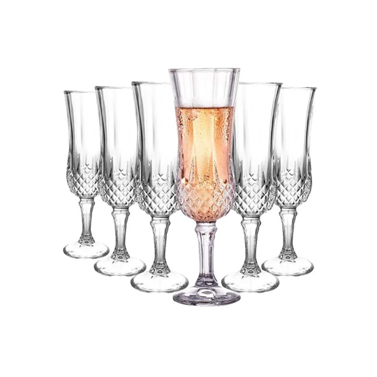 6x Champagneglas med Mönster