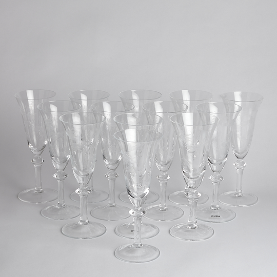 Vintage - SÅLD Champagneglas Blåklocka 13 st
