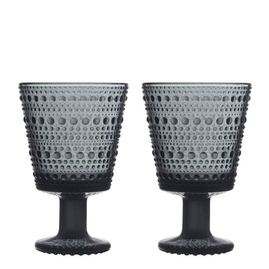 Iittala - Kastehelmi Glas på fot 2-pack Mörkgrå