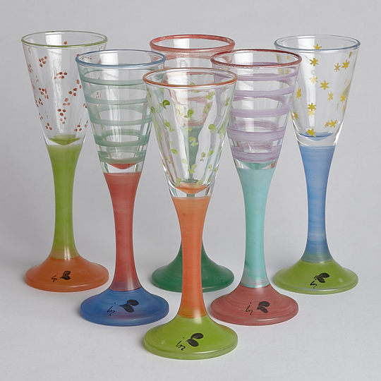 Vintage - SÅLD Snapsglas Flerfärgade 6 st