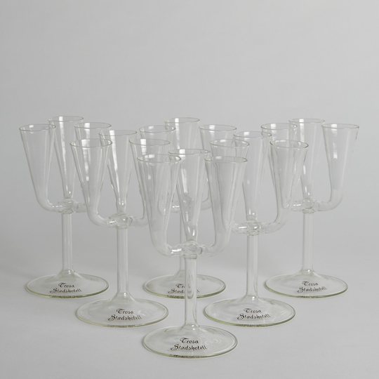 Vintage - SÅLD Snapsglas Handblåsta från Trosa Stadshotell 6 st