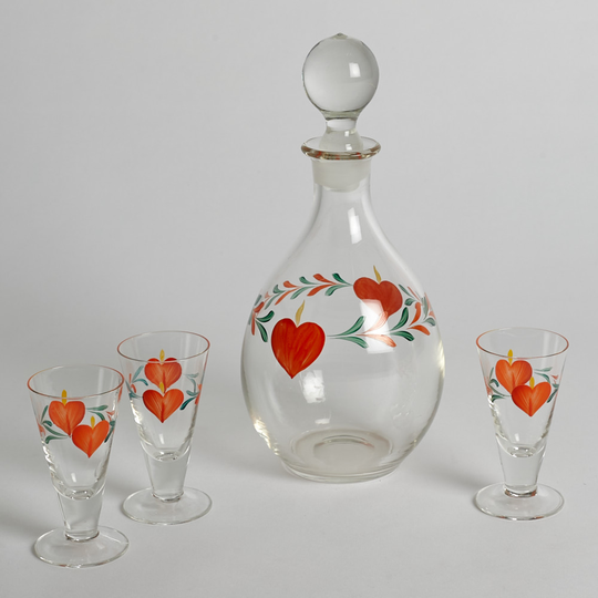 Vintage - SÅLD Julkaraff med 3 Snapsglas