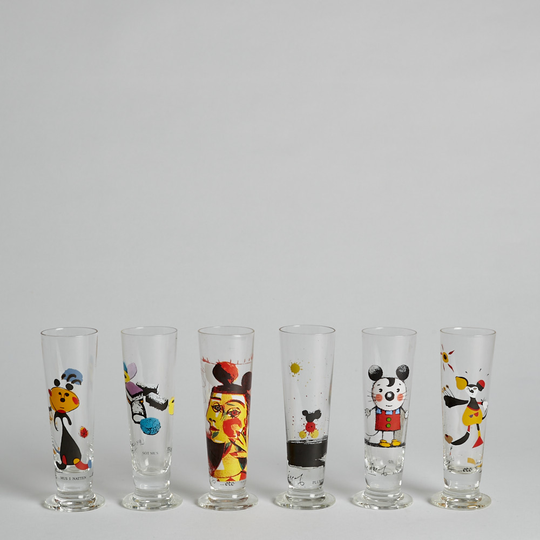 Vintage - SÅLD Snapsglas "Musen" Lasse Åberg 6 st