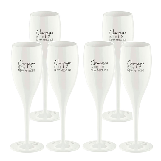 Koziol - Cheers Champagneglas med text 6-pack Champagne is the new medicine