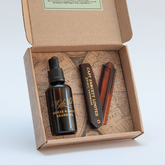 Captain Fawcett Beard Oil & Comb Kit - Booze & Baccy