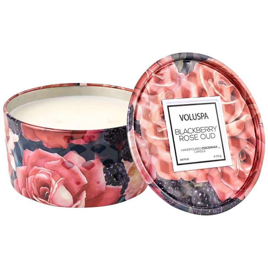 Voluspa Blackberry Rose Oud Embossed Mini Tin 170g