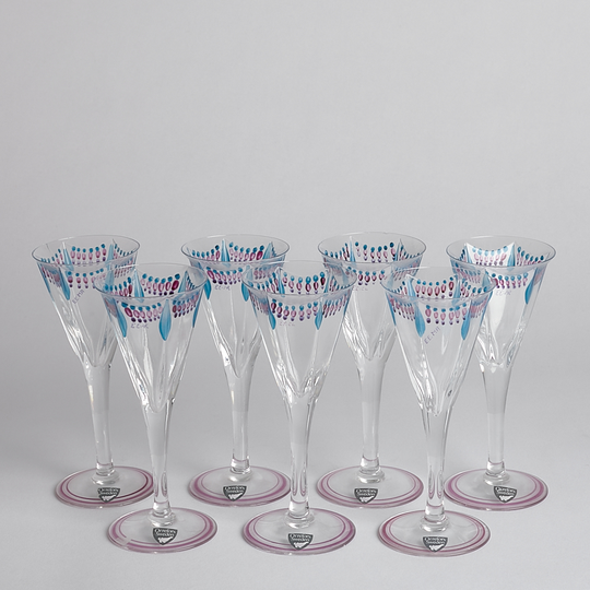 Vintage - SÅLD Snapsglas Handmålade 7 st